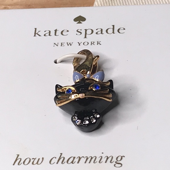 Kate Spade New York How Charming Black Cat with Blue Eyes Sparkly Dangle Charm - Picture 7 of 15